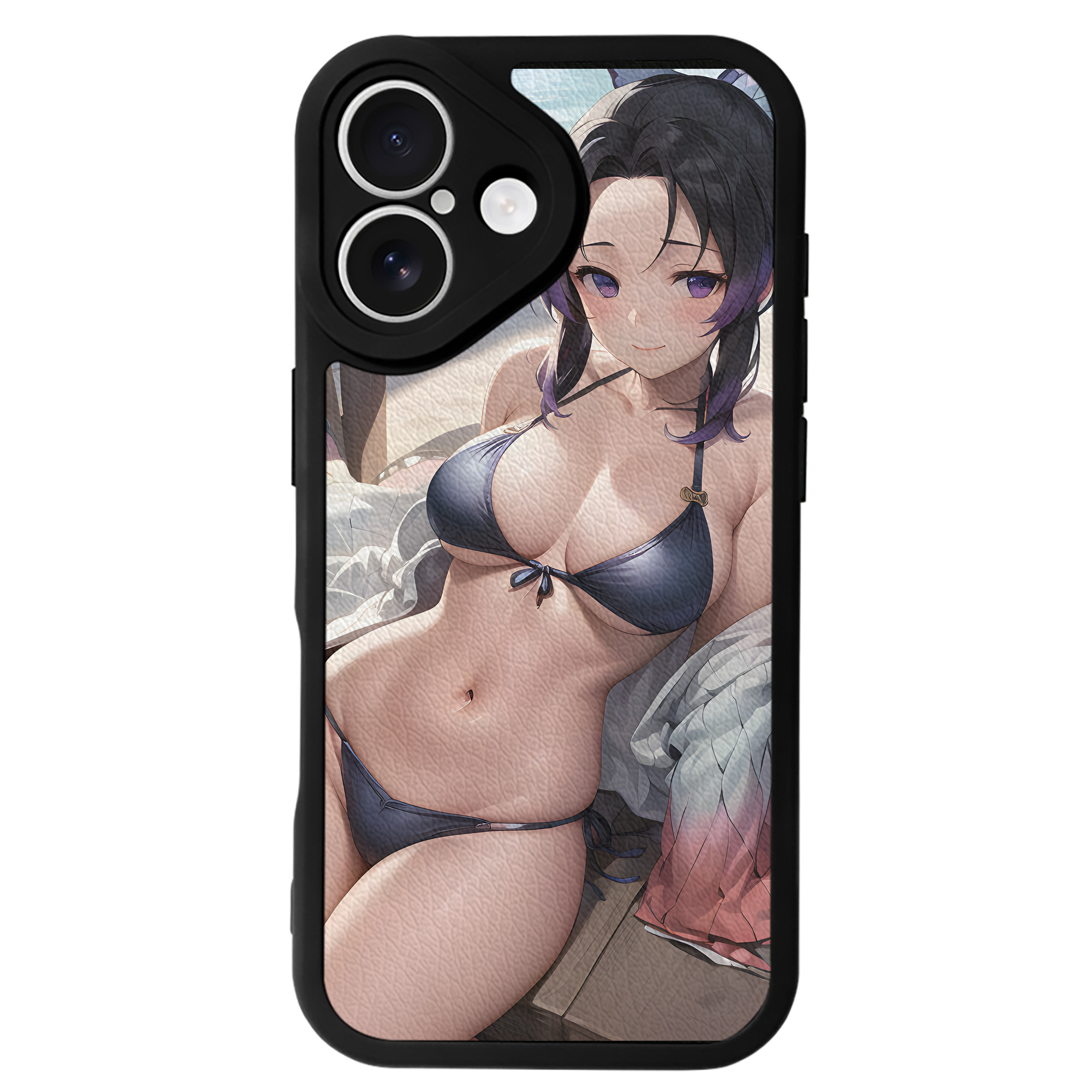 （画像用） 鬼滅の刃（きめつのやいば）蟲柱-胡蝶 しのぶ／こちょう しのぶ Kochou Shinobu 【iPhone 16シリーズ対応】シリコンスマホケース（レザー調） 材質：シリコン